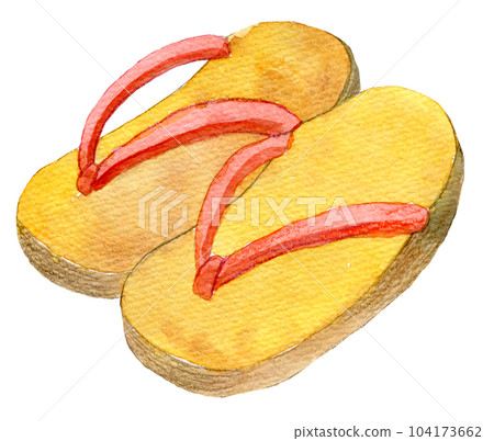 水彩插畫、手繪插畫、涼鞋 水彩插畫、手繪插畫、涼鞋 104173662