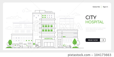 City hospital - modern thin line design style vector banner City hospital - modern thin line design style vector banner 104173663