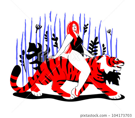 Primal instincts of a woman - colorful flat design style illustration 104173703