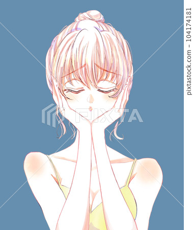 憂心忡忡的女人閉上眼睛髮髻 憂心忡忡的女人閉上眼睛髮髻 104174181