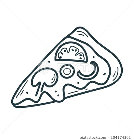 Piece of pizza hand drawn illustration 104174301