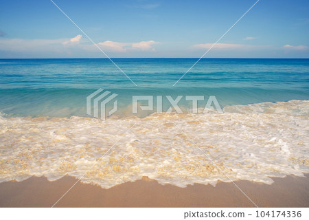 Blue sea with beach sand landscape nature in blue sky sunshine day 104174336