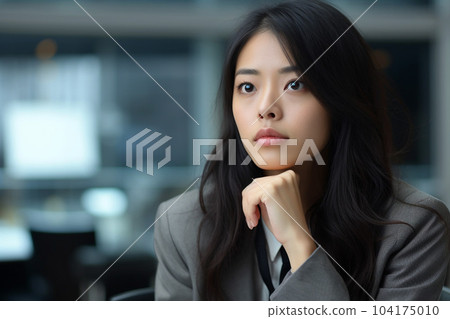 Female office worker thinking: AI generated image 104175010