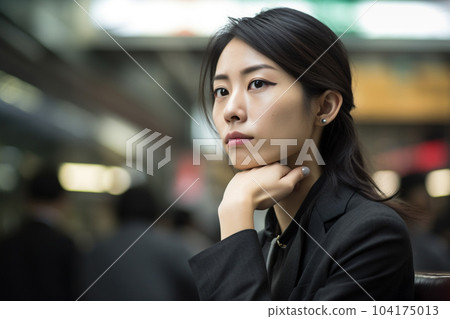 Female office worker thinking: AI generated image 104175013