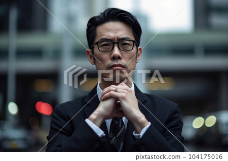 Male office worker thinking: AI generated image 104175016