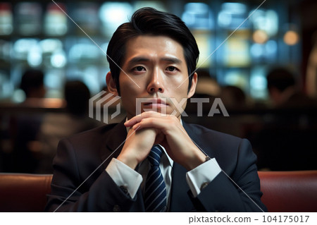 Male office worker thinking: AI generated image 104175017