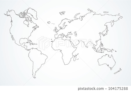 World map. Continents. Vector drawing 104175288