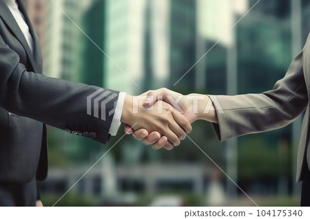 Businessman shaking hands: AI generated image Businessman shaking hands: AI generated image 104175340