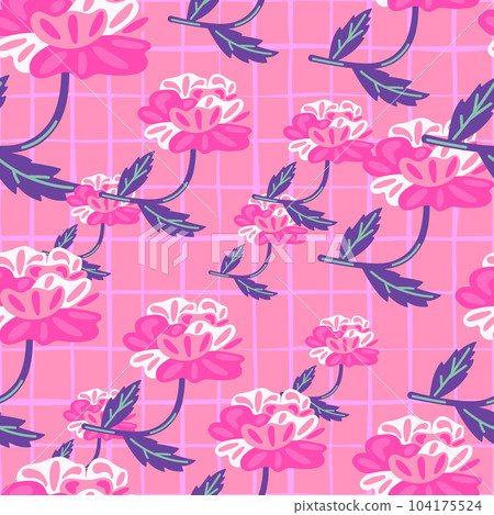 Cute retro flower seamless pattern. Hand drawn floral endless background. Cute retro flower seamless pattern. Hand drawn floral endless background. 104175524