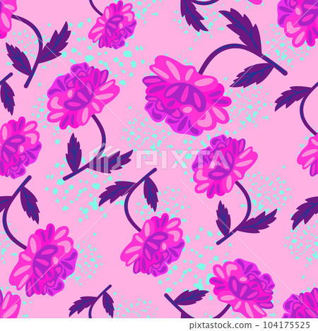Cute retro flower seamless pattern. Hand drawn floral endless background. 104175525
