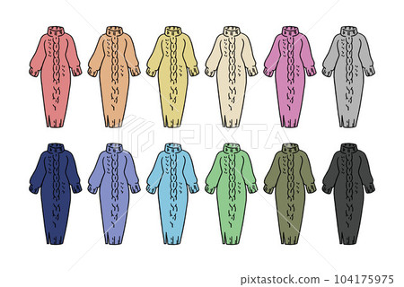 Illustration set of long knit dress Illustration set of long knit dress 104175975