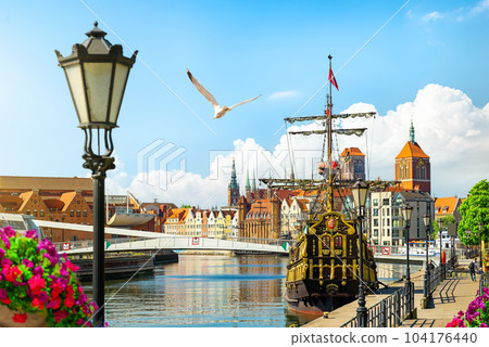 Sailing ship in the canal Sailing ship in the canal 104176440