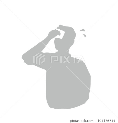 一個男人擦汗灰色的剪影插圖 一個男人擦汗灰色的剪影插圖 104176744