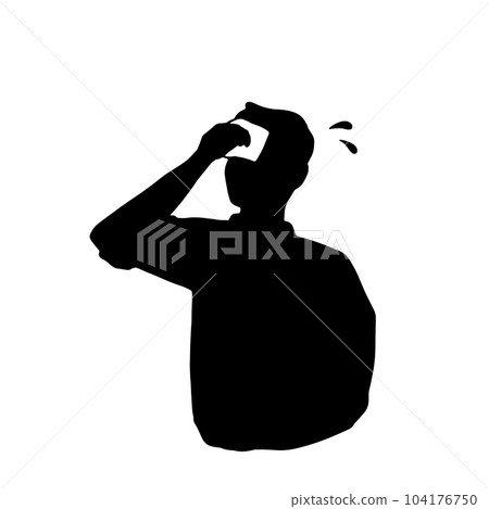 一個男人擦黑汗的剪影插圖 104176750