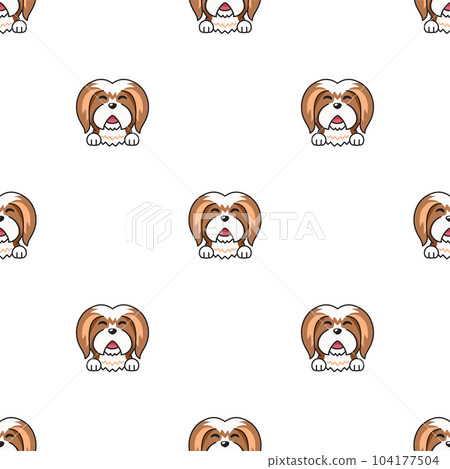 Vector cartoon character lhasa apso dog seamless pattern background 104177504