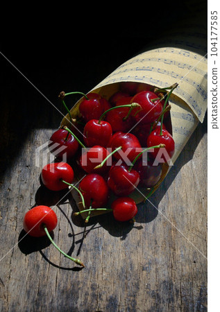 Cherry Fruits on Wooden Table Cherry Fruits on Wooden Table 104177585