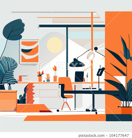 Colored flat modern office interior how to optimize space for favorably arranged workplace vector illustration Colored flat modern office interior how to optimize space for favorably arranged workplace vector illustration 104177647