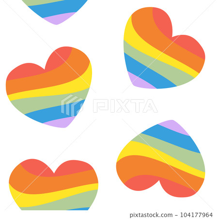 Vector seamless pattern of groovy lgbtq heart Vector seamless pattern of groovy lgbtq heart 104177964