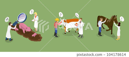 3D Isometric Flat Vector Conceptual Illustration of Farm Veterinary Doctor 3D Isometric Flat Vector Conceptual Illustration of Farm Veterinary Doctor 104178614