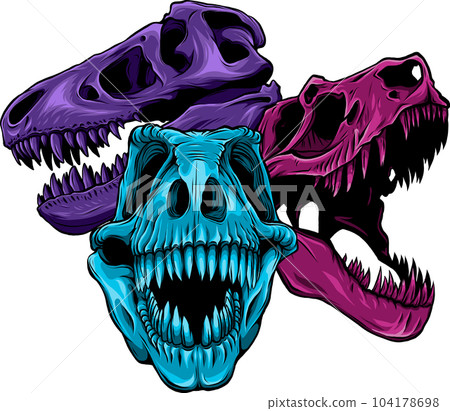 vector illustration of set of skulls of dinosaur vector illustration of set of skulls of dinosaur 104178698