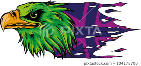 vector illustration of Eagle Head mascot with british flag 104178700