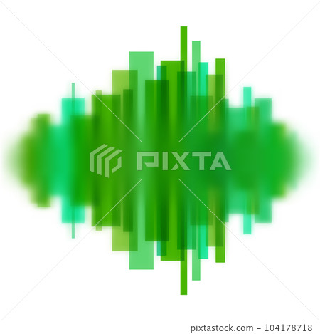 Blurred vector waveform made of transparent green lines 104178718