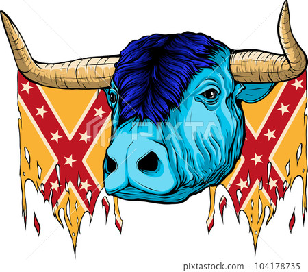 vector illustration of Confederate flag with buffalo head vector illustration of Confederate flag with buffalo head 104178735