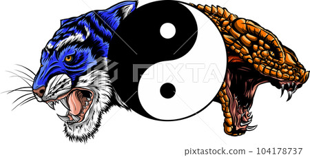 vbector illustration of Tiger and snake head vbector illustration of Tiger and snake head 104178737