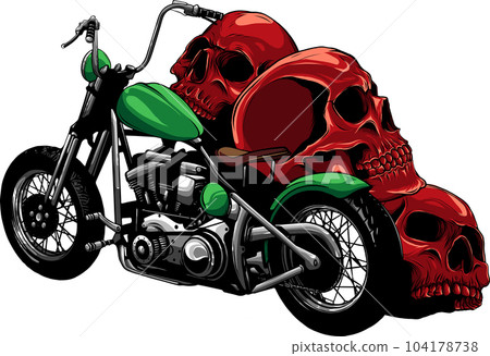 vector illustration of Motorcycle with skulls on white background vector illustration of Motorcycle with skulls on white background 104178738