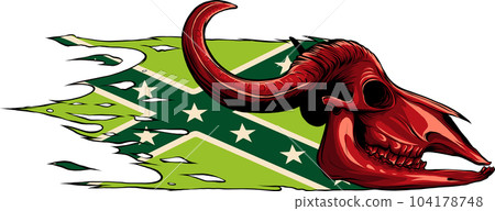 vector illustration of buffalo skull with confederate flag vector illustration of buffalo skull with confederate flag 104178748
