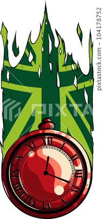vector illustration of pocket watch with british flag 104178752