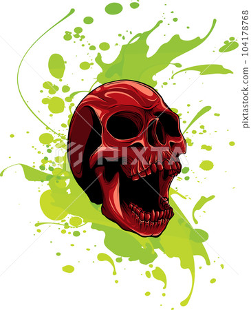 Multi-colored skull. Mixed media. T-shirt print. Vector illustration design 104178768