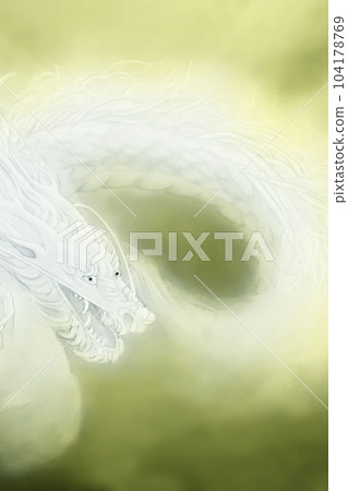 Powerful white dragon ink painting style illustration New Year's card postcard size Astringent yellow Vertical Other colors / high resolution image available Powerful white dragon ink painting style illustration New Year's card postcard size Astringent yellow Vertical Other colors / high resolution image available 104178769
