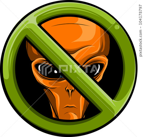 Vector illustration of No Alien head Sign 104178797