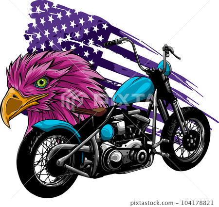 vector illustraton a motorcycle with the head eagle and american flag vector illustraton a motorcycle with the head eagle and american flag 104178821