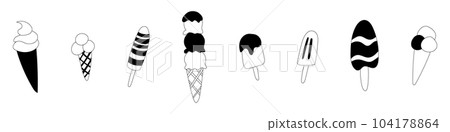 A doodle style ice cream set is isolated on a white background. 104178864