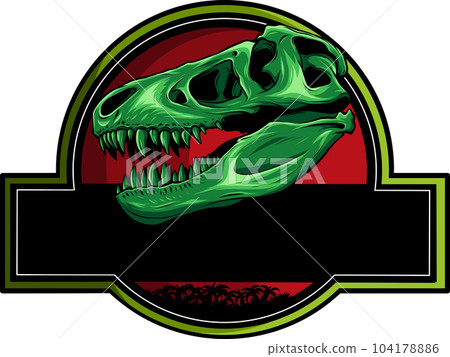 vector illustration of skull dinosaur t-rex in logo 104178886