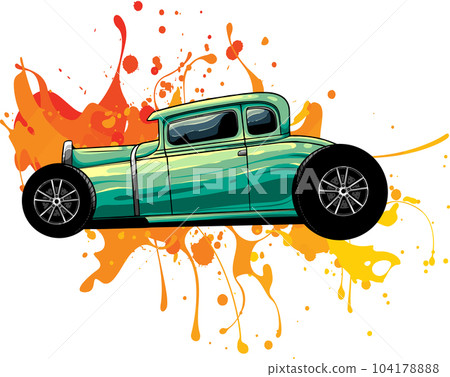 vector illustration of Classic Custom Rod Car 104178888
