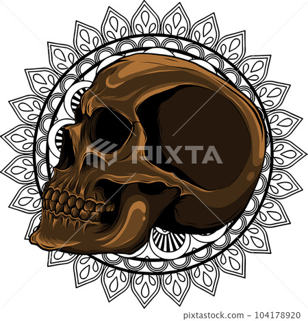 vector illustration of Skull with mandala on background vector illustration of Skull with mandala on background 104178920