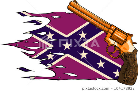 vector illustration of gun on background of American Confederate flag vector illustration of gun on background of American Confederate flag 104178922