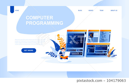 Computer programing vector landing page template 104179063
