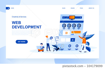 Web development vector landing page template - Stock Illustration ...