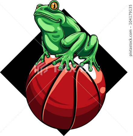 Frog mascotte on a basket ball vector illustration Frog mascotte on a basket ball vector illustration 104179135