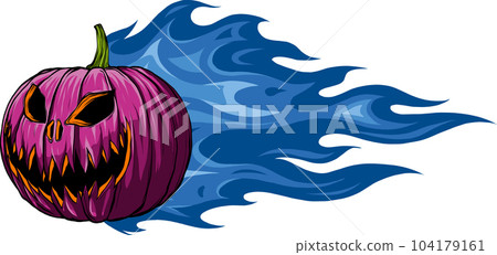 vector illustration halloween pumpkin with fire on white background vector illustration halloween pumpkin with fire on white background 104179161