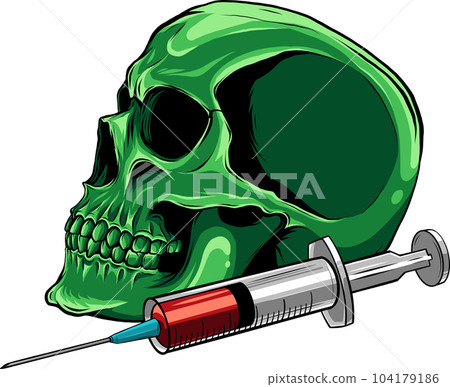 vector illustration of syringe with skull on white background vector illustration of syringe with skull on white background 104179186
