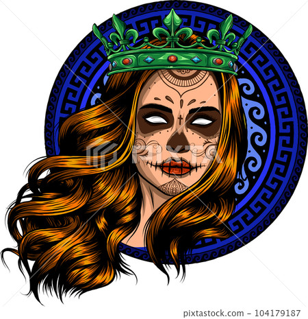 vector illustration of Skull girl with a crown vector illustration of Skull girl with a crown 104179187