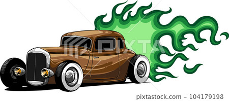 vector illustration of hot rod car with flames vector illustration of hot rod car with flames 104179198