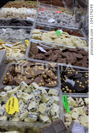 Chocolate products exhibited at the chocolate fair in Zagreb 104179249