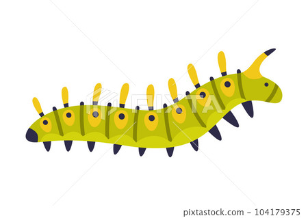 Bright Green Caterpillar as Larval Stage of Insect Crawling and Creeping Vector Illustration Bright Green Caterpillar as Larval Stage of Insect Crawling and Creeping Vector Illustration 104179375