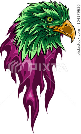 vector illustration of eagle with flames design 104179636